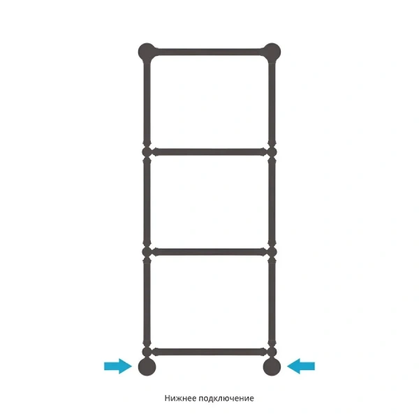 Полотенцесушитель водяной Сунержа Ренессанс 50х126 см сатин 071-0280-1250 (детальная фотография), лесенка, вертикальные