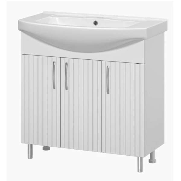 Тумба под раковину напольная Misty Изео 85 см белая Э-Изе01085-021Н (детальная фотография), моноблок