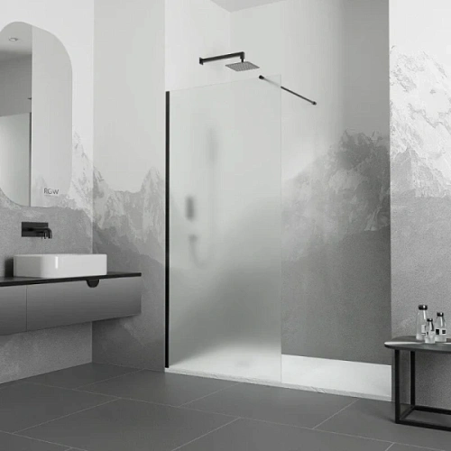 Душевая перегородка RGW Walk In 120 см профиль черный, стекло матовое - фото 6