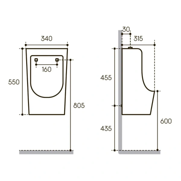 Писсуар подвесной Aqueduto PRO белый глянцевый PRO0110 (детальная фотография), современные, hi-tech
