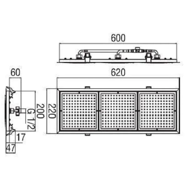Верхний душ Nobili Rubinetterie тройной AD139/38CCR (детальная фотография), верхние души