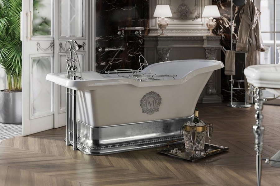 Ванна из искусственного камня Migliore Impero Podium 180х87 см фурнитура хром 26311 (детальная фотография), искусственный камень