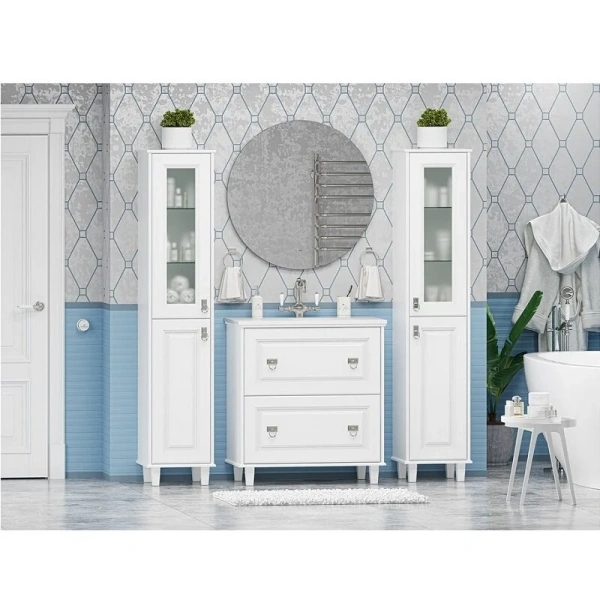 Тумба под раковину напольная Misty Версаль 80 см белая П-Вер07080-0112Я (детальная фотография), напольная, пристенная