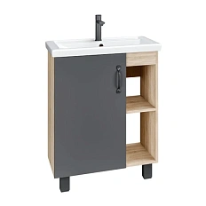 Тумба под раковину напольная Grossman Флай 60,5 см дуб сонома/серая