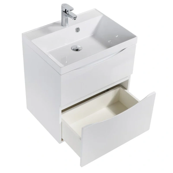 Тумба под раковину подвесная BelBagno Marino 90 см bianco lucido MARINO-H60-900-2C-SO-BL-P (детальная фотография), подвесная, пристенная