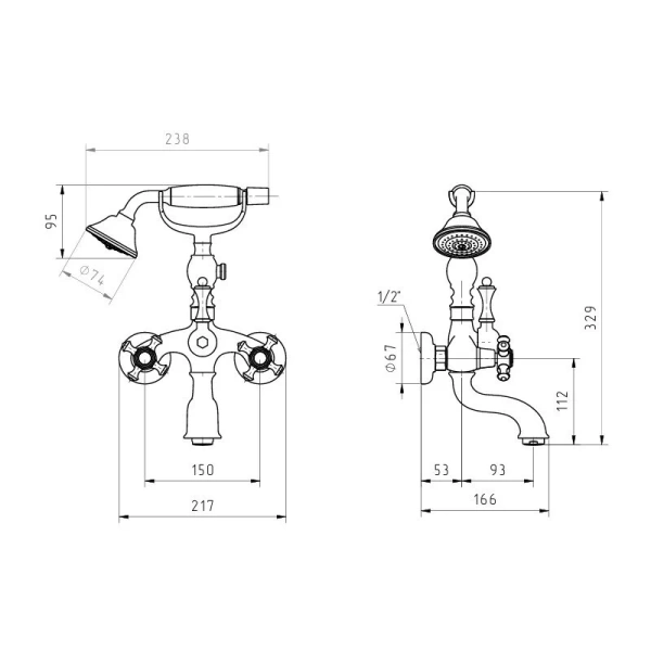 Смеситель для ванны Migliore Prestige бронза 31594 (детальная фотография), для ванны