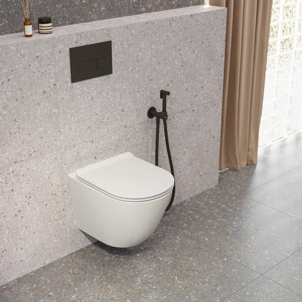 Унитаз подвесной Kerama Marazzi Sfera безободковый SF.wc.02 (детальная фотография), с горизонтальным, прямым выпуском, с прямым выпуском