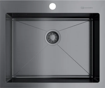 Мойка для кухни Omoikiri Akisame 59-GM 59 см вороненая сталь 4973096 (детальная фотография)