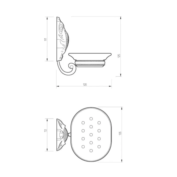 Мыльница Migliore Cleopatra хром 16651 (детальная фотография), классические, ретро, декорированные