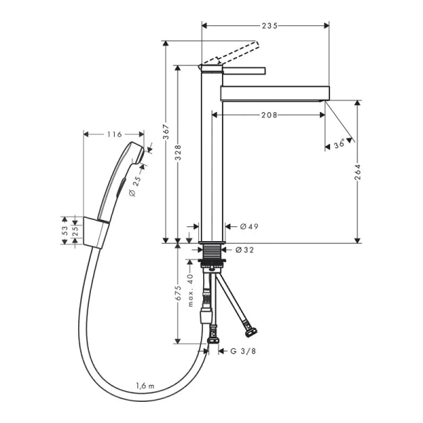 Смеситель для раковины Hansgrohe Finoris хром 76220000 (детальная фотография), для раковины