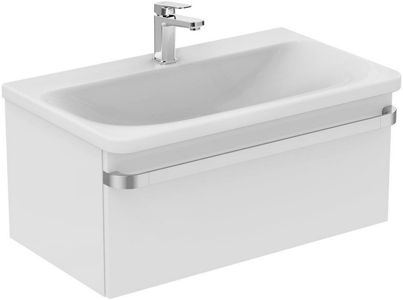 Тумба под раковину подвесная Ideal Standard Tonic II 80 см белый лак глянцевый R4303WG (детальная фотография), моноблок