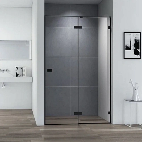 Душевая дверь в нишу Cezares Bellagio 140 см профиль чёрный - фото 2