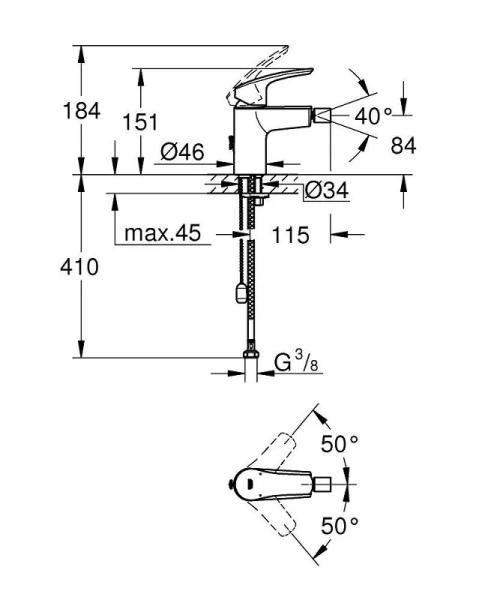 Смеситель для биде Grohe Eurosmart хром 32927003 (детальная фотография), для биде
