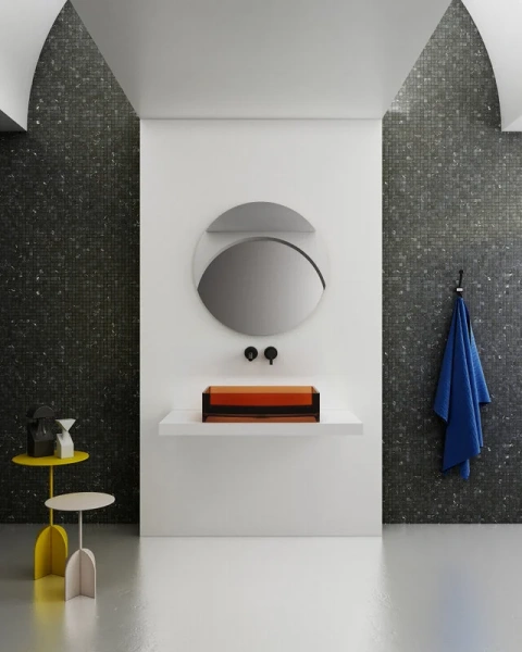 Раковина Abber Kristall 60 см коричневая AT2803Opal (детальная фотография), в форме чаши, прямоугольной формы