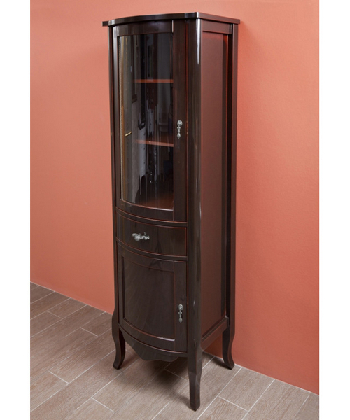 Шкаф-пенал, петли слева, цвет тёмное дерево глянец, фурнитура состаренное серебро, La Beaute Nora CNO.Sx.MOK.CR (детальная фотография)