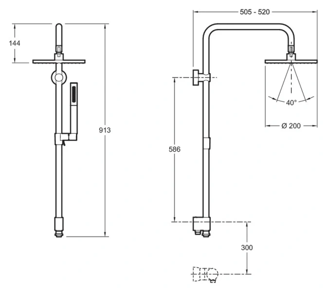 Душевая стойка Jacob Delafon EO хром E11715-CP (детальная фотография), современные, hi-tech