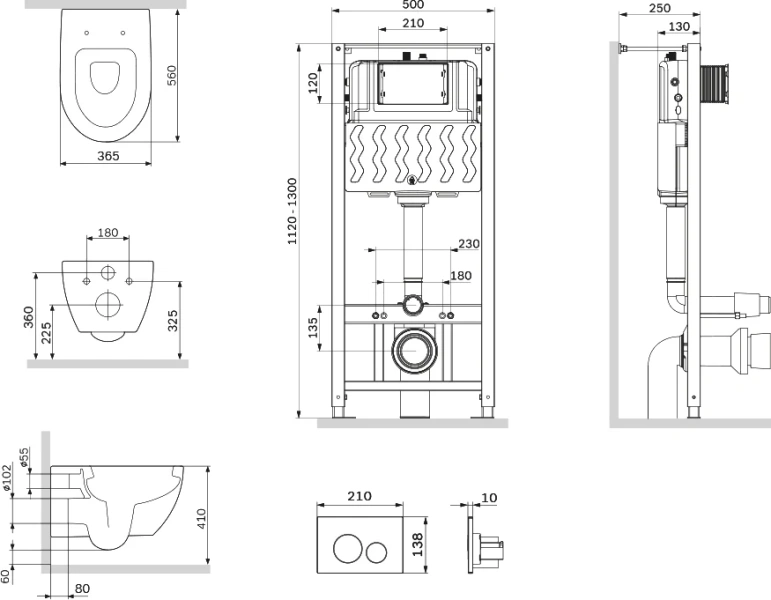 Унитаз с инсталляцией Am.Pm Awe с клавишей хром IS49051.111738 (детальная фотография) index_3