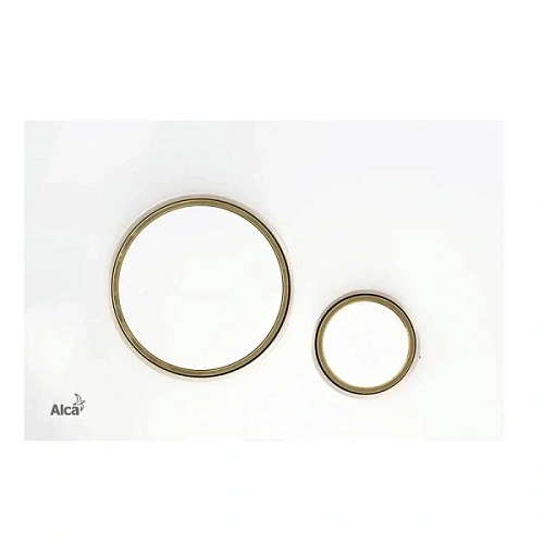 Клавиша смыва Alcaplast белая глянцевая/обод золото глянцевое - фото 3