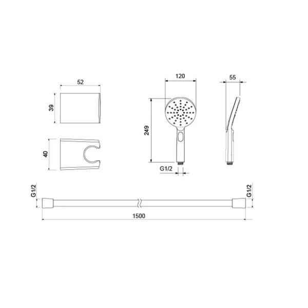 Душевой комплект Акватек Оберон хром AQ2033CR (детальная фотография), душевые комплекты, наборы
