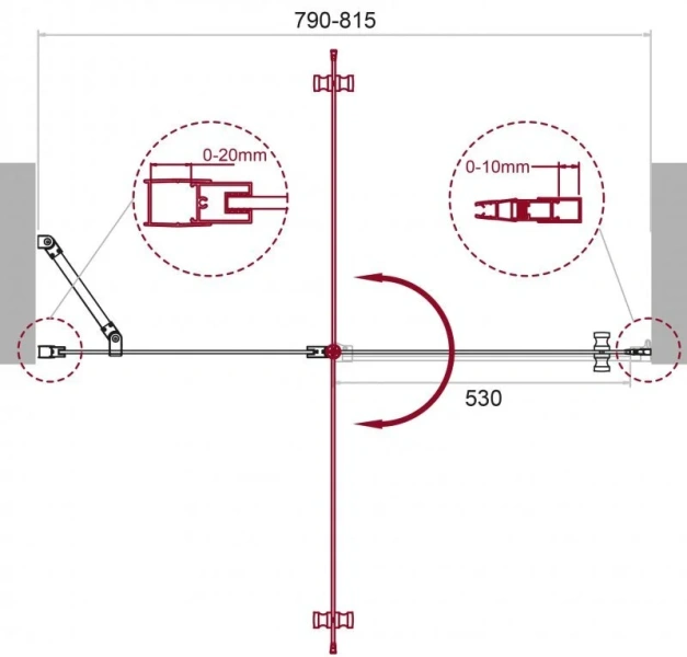Душевая дверь в нишу BelBagno Etna 80 см профиль хром ETNA-B-12-60/20-C-Cr-90 (детальная фотография), современные, hi-tech