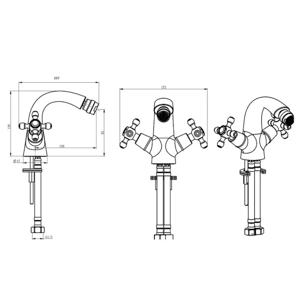 Смеситель для биде Boheme Royal Cristal бронза/черный 316-Royal/CRST black (детальная фотография), для биде