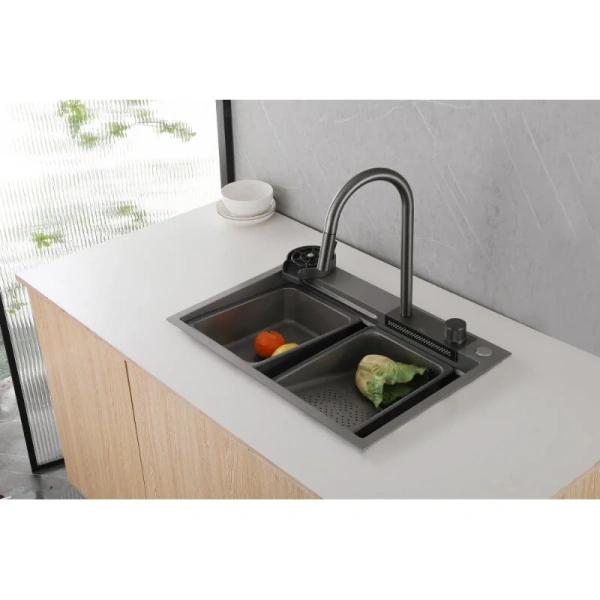 Мойка для кухни Abber Wasser Kreis 68 см никель AF2194NG (детальная фотография), прямоугольной формы