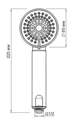 Лейка для душа Wasserkraft 3-функциональная A035 (детальная фотография), душевые лейки