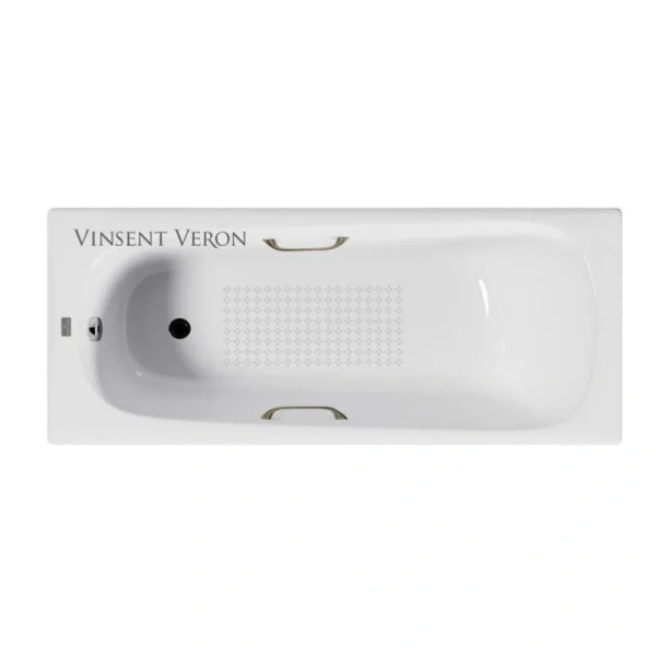 Чугунная ванна Vinsent Veron Concept VCO1707042H/VH0012BR-AS, 170 x 70 см, с антискользящим покрытием, ручки бронза, цвет белый (детальная фотография)