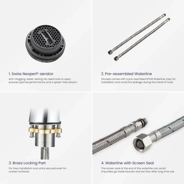 Смеситель для раковины Timo Olivia высокий (детальная фотография), хром