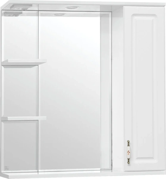 Зеркальный шкаф с подсветкой Style Line Олеандр-2 75 см белый ЛС-00000051 (детальная фотография)