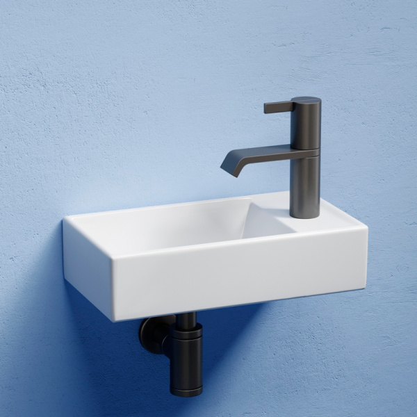 Раковина Ceramica Nova Element 40 см чаша слева белаый глянец CN6051L (детальная фотография), современные, hi-tech