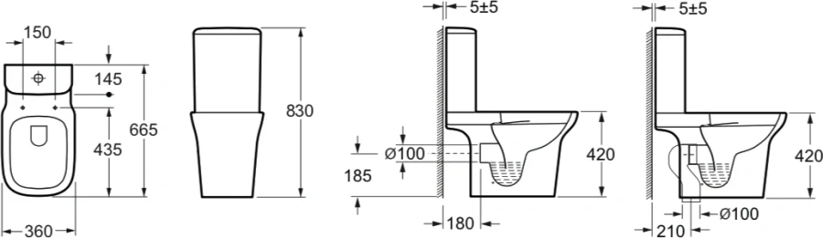Унитаз компакт Lavinia Boho Bristol безободковый 3305001R (детальная фотография), белые index_1