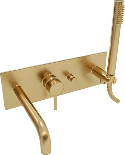 Смеситель для ванны Paffoni Light с душем, золотой - фото 4