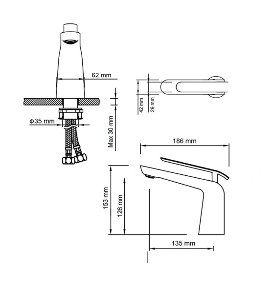 Смеситель для раковины Timo Olivia хром 3161/00F (детальная фотография), для раковины