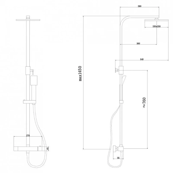 Душевая стойка Abber Daheim черная матовая AF8260BL (детальная фотография), современные, hi-tech