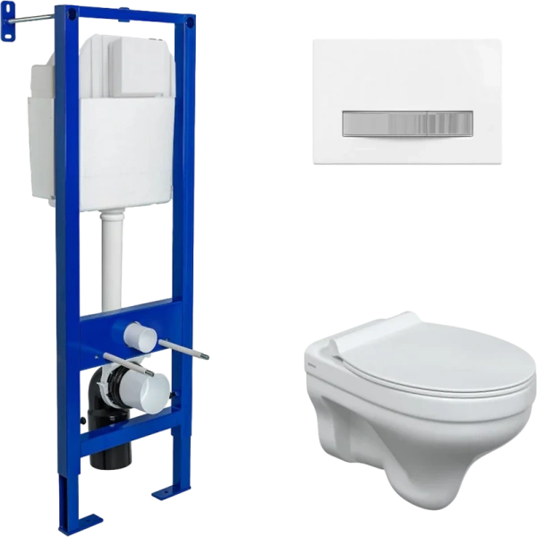 Унитаз с инсталляцией BERGES кнопка хром/белая 042444 (детальная фотография)