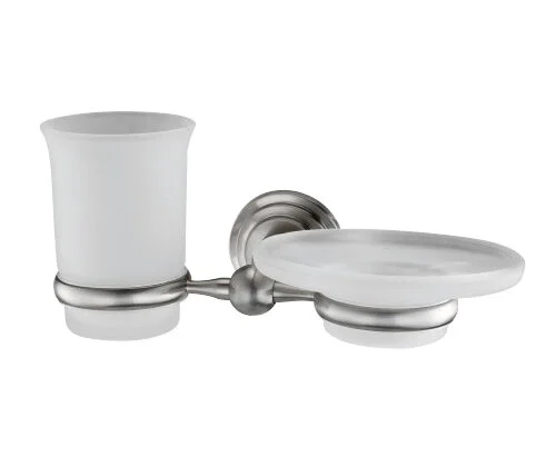 Стакан для ванной и мыльница WasserKRAFT Ammer никель K-7026 (детальная фотография)