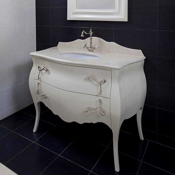 Мебель для ванной La Beaute Holly 116 (детальная фотография), белая, серая