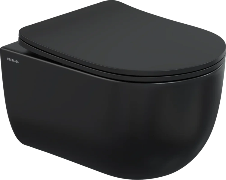Унитаз с инсталляцией Berges Ventas Black черный, клавиша soft touch черный/хром глянец 043325 (детальная фотография), с инсталляцией index_2