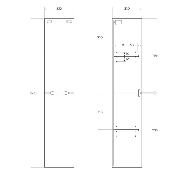 Шкаф-пенал подвесной BelBagno Acqua 32 см rovere rustico ACQUA-1600-2A-SC-RR-P (детальная фотография), в наличии