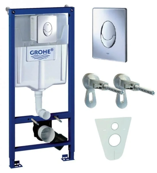 Инсталляция для унитаза Grohe Rapid SL с кнопкой смыва хром 38750001 (детальная фотография), настенные, напольные