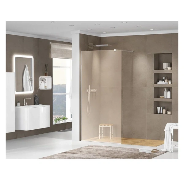 Душевая перегородка Cezares Liberta 120 см стекло бронза, профиль хром LIBERTA-L-1-120-120-BR-Cr (детальная фотография), тонированные