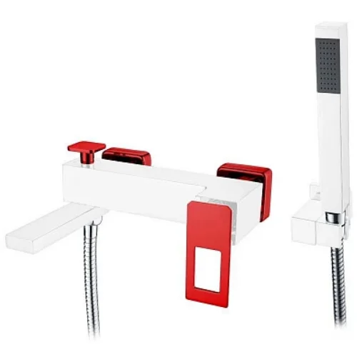 Смеситель для ванны Boheme Q белый/красный 143-WR (детальная фотография)