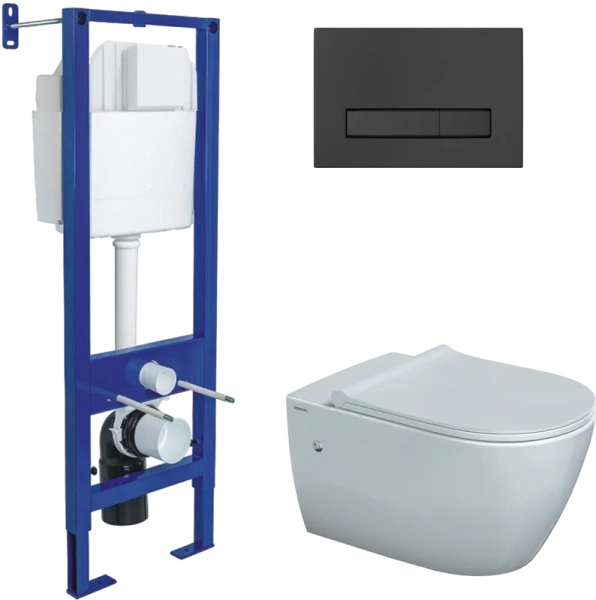 Унитаз с инсталляцией Berges Mascon клавиша черная SoftTouch 043351 (детальная фотография)