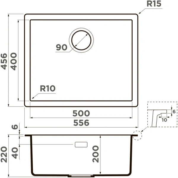 Мойка для кухни Omoikiri Yamakawa 55-Integra-GB 55 см графит 4997263 (детальная фотография), врезные