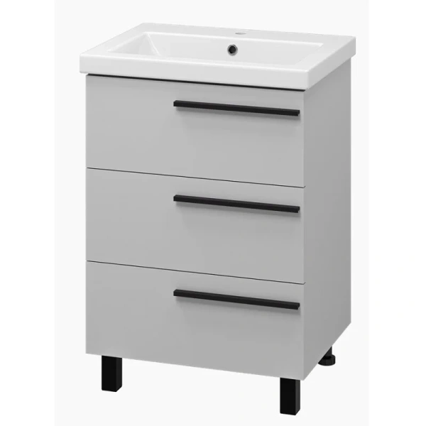 Тумба под раковину напольная Misty Ненси 60 см серая П-Нен-07060-503Я (детальная фотография), моноблок
