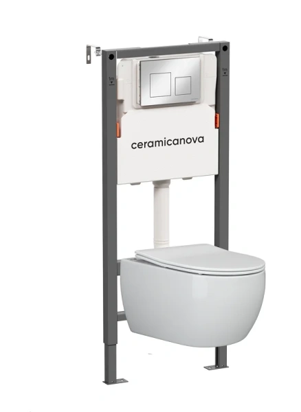 Унитаз с инсталляцией Ceramica Nova Play кнопка хром CN3001_121002CH (детальная фотография)