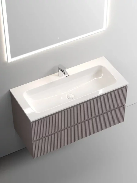 Тумба под раковину подвесная Sancos Snob T 100 см doha soft SNT100SM (детальная фотография), комплект (набор)