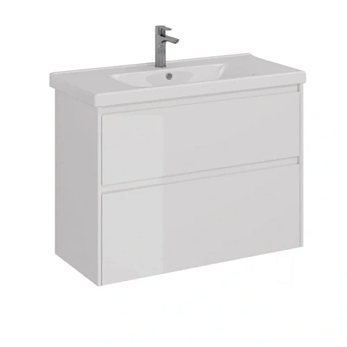 Тумба под раковину подвесная Lemark Combi 100 см белый глянец - фото 4