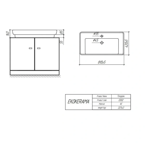 Тумба под раковину подвесная Brevita Elche 80 см серый кашемир/золото ELC-01080-0502Я (детальная фотография), в наличии